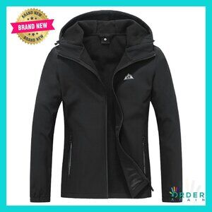 Waterproof Fleece Lined Softshell Jacket Hooded Windbreaker Hiking Activewear